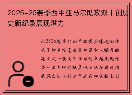 2025-26赛季西甲亚马尔助攻双十创历史新纪录展现潜力